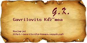 Gavrilovits Kámea névjegykártya